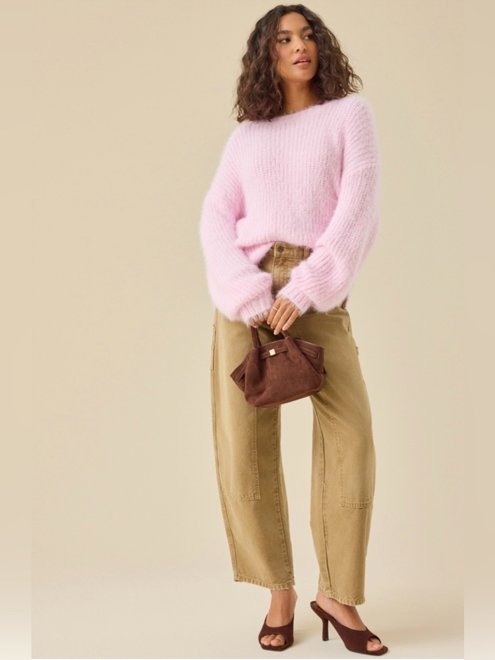 Altar'd State Soft Pink Fuzzy Crewneck Sweater - Picture 2 of 6